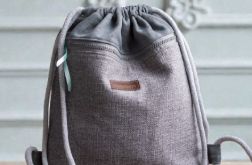 Szary plecak worek z przednią kieszenią