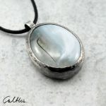 .Mleczny w srebrze - wisior 200802-01 - Srebrny wisior ze szkłem
