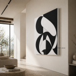 Abstrakcja obraz czarno biały geometryczny Ręcznie malowany 100x100cm - 