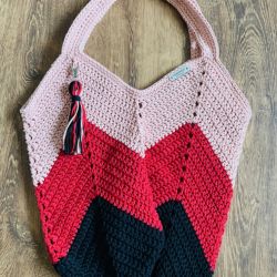 Czerwona torba tulipan handmade
