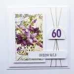 Kartka na urodziny ręcznie robiona z bzem - Elegancka kartka urodzinowa