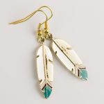 Kolczyki piórka, pióra kolor złoty, emalia kolczyki w stylu etno boho - Kolczyki piórka, pióra kolor złoty, emalia kolczyki w stylu etno boho