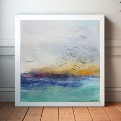 Morze-akwarela formatu 20/20 cm 
