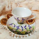 Komplet z letnią łąką. Ręcznie malowany polne dzwonki - ręcznie malowane