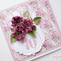 Kartka URODZINOWA z różowymi kwiatami #2