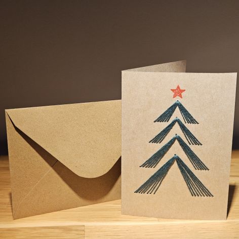 Kartka świąteczna - haftowana - choinka