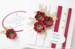 Kartka ŚLUBNA z bordowymi kwiatami #1
