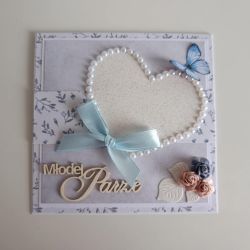 Kartka na ślub w pudełeczku serce z motylem