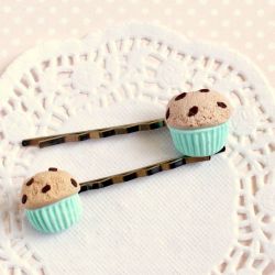 MIĘTOWE MUFFINKI - wsuwki do włosów z modeliny
