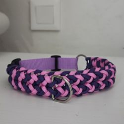 Obroża dla psa Paracord Handmade 31-40 cm M rożowo-fioletowa