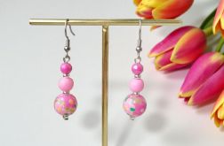 Różowe kwiatowe kolczyki