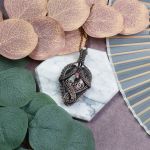 Miedziany wisiorek wire wrapping z rodonitem #532 - 