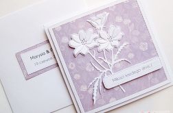 Kartka ŚLUBNA fioletowo-biała