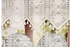 Zazdrostka Firanka Koronkowa Boho do Kuchni z Frędzlami Shabby 180/60 cm