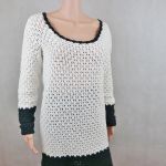 Sweter biało-czarny - sweter szydełkowy