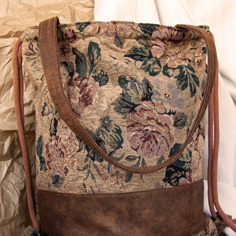 Żakardowy plecak torba 2w1 w kwiaty