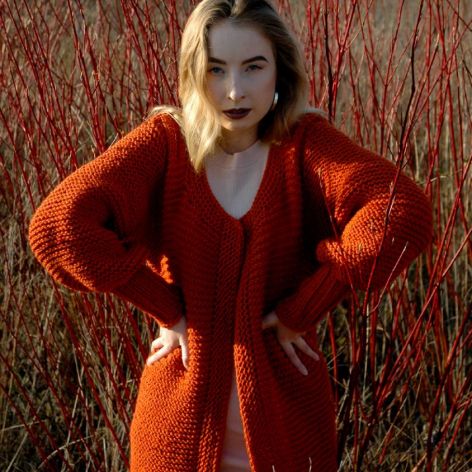 rudy sweter - płaszcz
