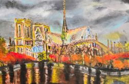 Katedra Notre Dame, płótno, 40x50x2 cm.
