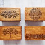 Drewniana szkatułka wzór 4 - wypalane wzory na drewnianej skrzneczce