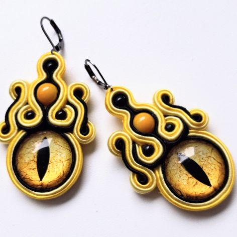 Yellow Dragon kolczyki sutaszowe