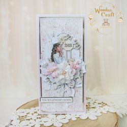 Kartka komunijna pamiątka "PinkRoses5" GOTOWA