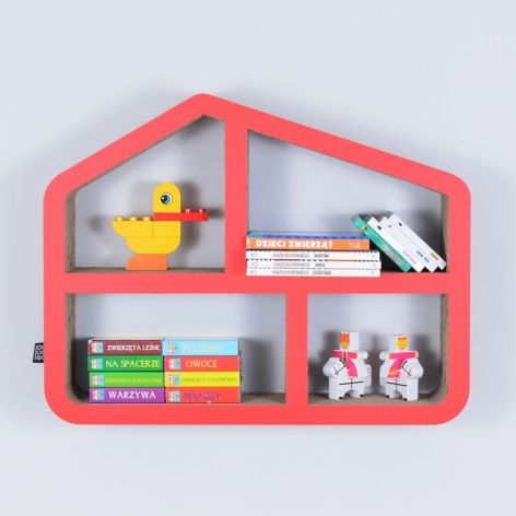 Półka na książki zabawki DOMEK | czerwony