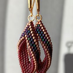 Kolczyki Łezki - Burgundy&Gold