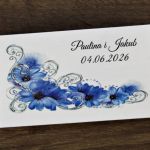 Pudełko na pieniądze dla Pary Młodej - Kwiaty - Pudełko na pieniądze dla pary młodej prezent ślubny od rodziców, personalizowany prezent dla nowożeńców niebieskie kwiaty mikohandmade