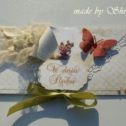 Kopertówka z okazji ślubu ' brokatowa róża'