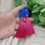 Soutache sutasz kolczyki z chwostami chwosty - fuksjowe chwosty