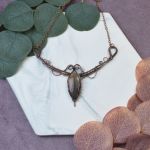 Miedziany naszyjnik wire wrapping z labradorytem #503 - 