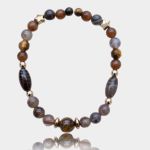 Agat,tygrysie oko,hematyt bransoletka  - bez tła