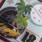 Kartka na urodziny oseiemnastka z samochodem - Kartka na urodziny oseiemnastka z samochodem