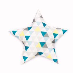 Poduszka gwiazdka - trójkąty niebieskie