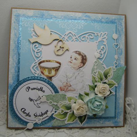 Kartka na chrzest dla chłopca w pudełku 02