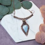 Miedziany naszyjnik wire wrapping z opalem owyhee #489 - 