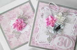 Kartka ROCZNICA ŚLUBU różowo-szara