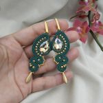 Kolczyki emerald kryształowe długie wesele - złote zielone