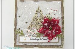 Kartka świąteczna z brokatową choinką