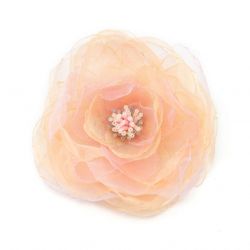 Broszka - przypinka kwiat 10 cm łososiowa