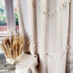 Zasłona gotowa boho beżowa zasłony do pokoju panel na ŻABKI 140/250cm - 