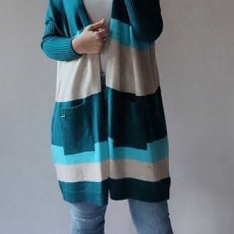 Kardigan damski w paski oversize 05