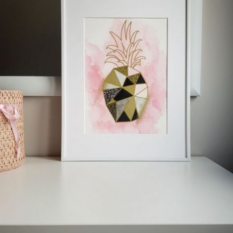 Obrazek/plakat Różowy Ananas + RAMKA