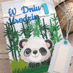 Kartka na roczek z pandą dla chłopczyka