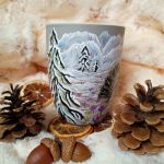 Głuszec. Barwny ręcznie malowany pejzaż górski kubek 300 ml. - ręcznie malowane