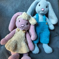 Lili i Pafnucy – ręcznie robione króliczki przytulanki 38 cm | zestaw