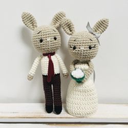 Młoda para króliczki handmade prezent ślubny