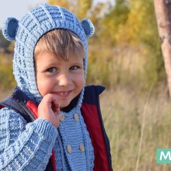 Sweter Niebieski Miś Merynos Dziecięcy