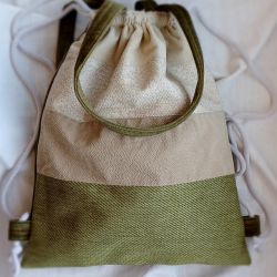 Plecak torba 2w1 beżowo-zielona