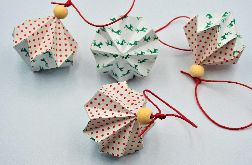 Bombka origami biały diament zielone renifery 4 sztuki